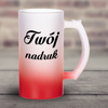Kufel z mrożonego szkła z czerwonym dnem z Twoim nadrukiem