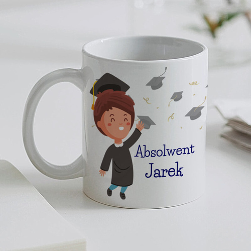 Pamiątkowy kubek z imieniem dla absolwenta