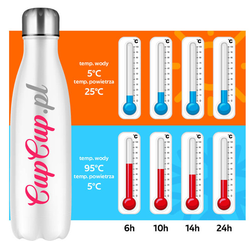 Metalowa butelka izotermiczna 500 ml z Twoim nadrukiem - pomarańczowa