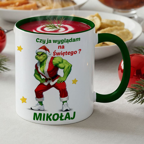Świateczny kubek z imieniem - Czy ja wyglądam na Świętego?