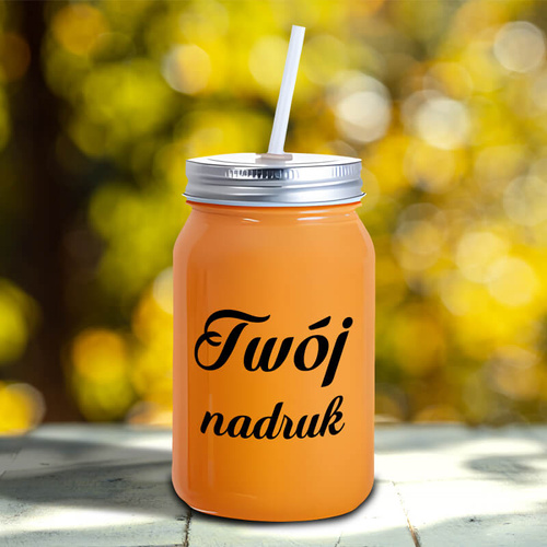 Szklanka Mason Jar z Twoim nadrukiem - pomarańczowa