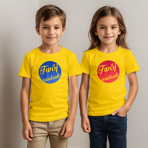 Dziecięca bawełniana koszulka z Twoim nadrukiem - zółta
