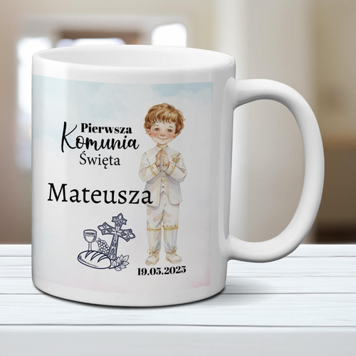 Kubek dla chłopca - Pierwsza Komunia Święta - z imieniem i datą