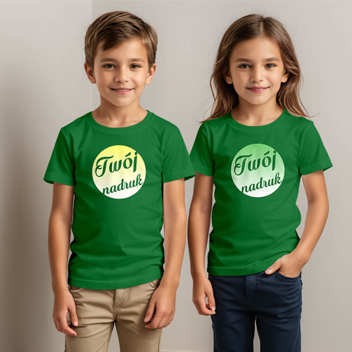 Dziecięca bawełniana koszulka z Twoim nadrukiem - butelkowa zieleń