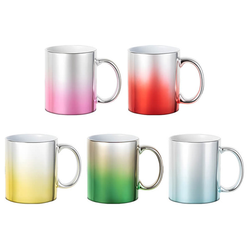Kubek platerowany z Twoim nadrukiem - srebrno-żółty gradient