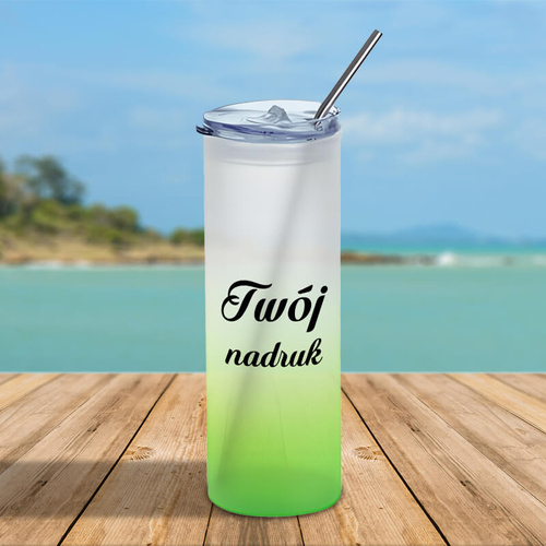 Kubek z matowego szkła zielony gradient - z Twoim nadrukiem