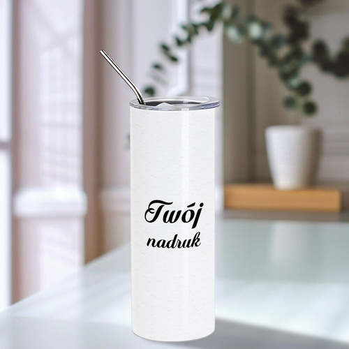 Metalowy kubek termiczny 600 ml spękane szkło biały - z Twoim nadrukiem