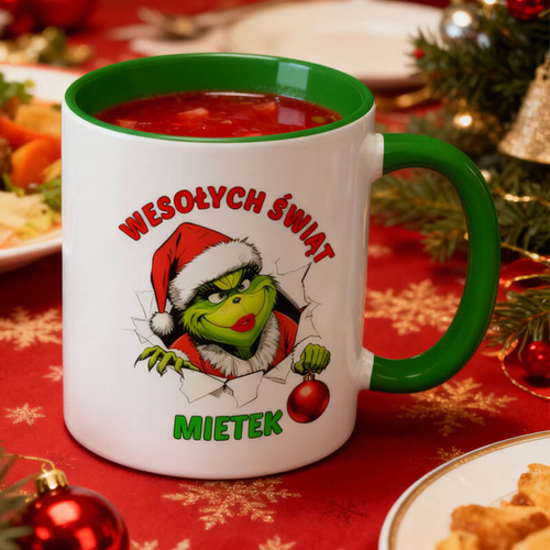 Śmieszny świąteczny kubek z imieniem dla męzczyzny - Wesołych Świąt