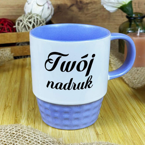Pastelowy jasnofioletowy kubek Diamond z Twoim nadrukiem