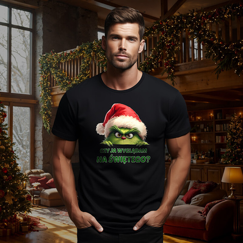 Świąteczna koszulka z nadrukiem - Czy ja wyglądam na Świętego?