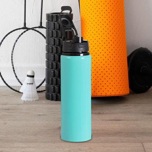 Miętowa metalowa butelka 750 ml  z uchwytem - z Twoim nadrukiem