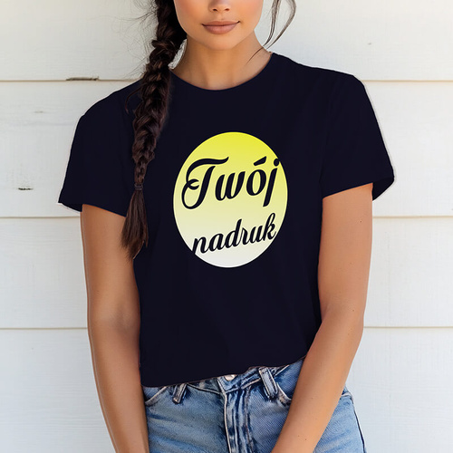 Damska bawełniana koszulka z Twoim nadrukiem - granatowa
