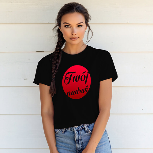 Damska bawełniana koszulka z Twoim nadrukiem - czarna