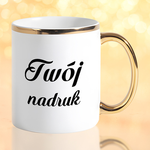 Kubek z nadrukiem - 330ml złote wykończenie