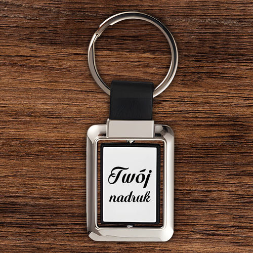 Brelok dwustronny z obrotowym środkiem z nadrukiem - czarny