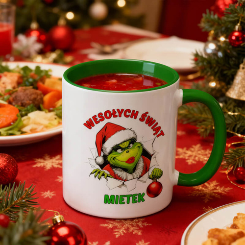 Śmieszny świąteczny kubek z imieniem dla męzczyzny - Wesołych Świąt