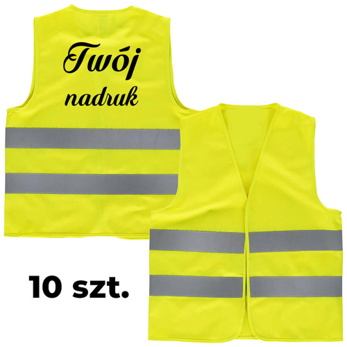 Seledynowa kamizelka ostrzegawcza z Twoim nadrukiem - 10 szt.