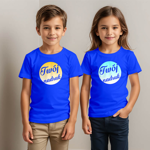Dziecięca bawełniana koszulka z Twoim nadrukiem - niebieska