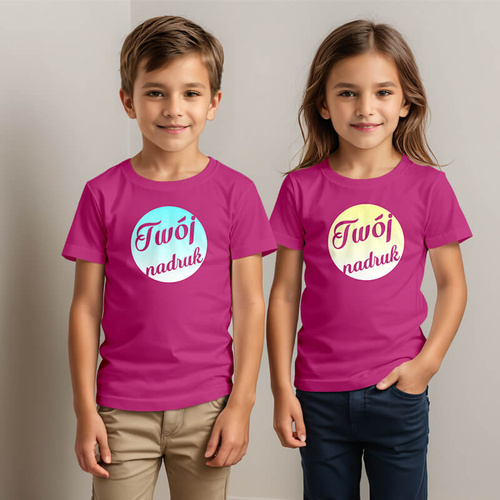 Dziecięca bawełniana koszulka z Twoim nadrukiem - fuksja