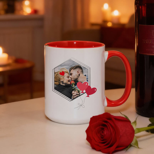 Duży kubek XXL z czerwonym wnętrzem i uszkiem z Twoim nadrukiem