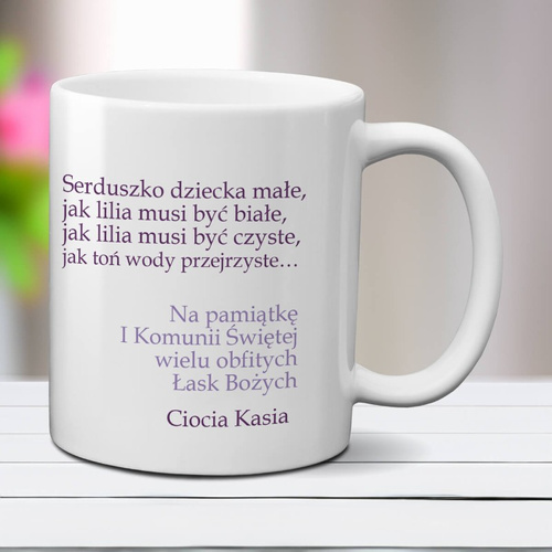 Personalizowany kubek na komunie z życzeniami - Pamiątka Pierwszej Komunii