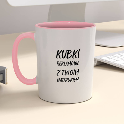 Firmowy kubek reklamowy - CLASSIC z kolorowym wnętrzem i uszkiem - 12 szt.