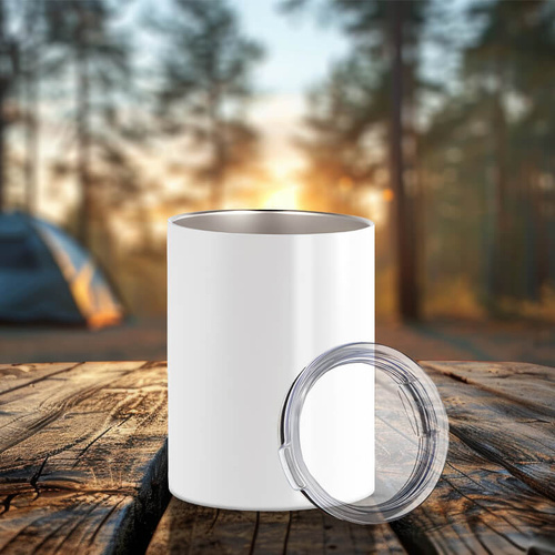 Kubek biały metalowy 300 ml z pokrywką z Twoim nadrukiem