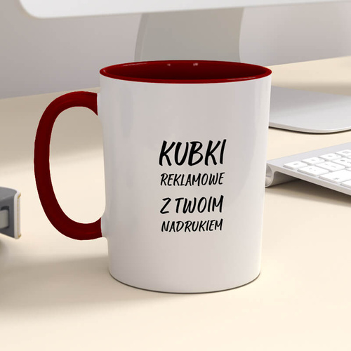 Firmowy kubek reklamowy - CLASSIC z kolorowym wnętrzem i uszkiem - 12 szt.