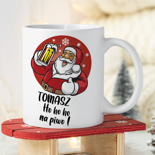 Świąteczny kubek z imieniem - Ho ho ho na piwo!