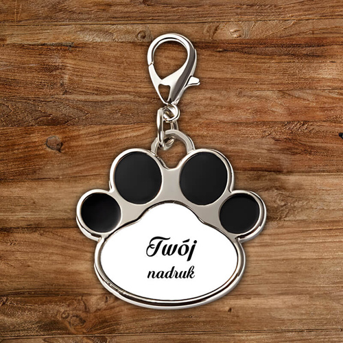 Identyfikator dla kota z Twoim nadrukiem - czarna łapa