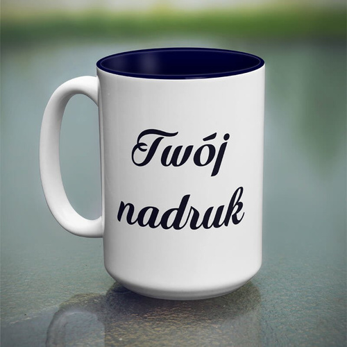 Duży kubek XXL z granatowym wnętrzem z Twoim nadrukiem