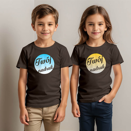 Dziecięca bawełniana koszulka z Twoim nadrukiem - czekoladowa