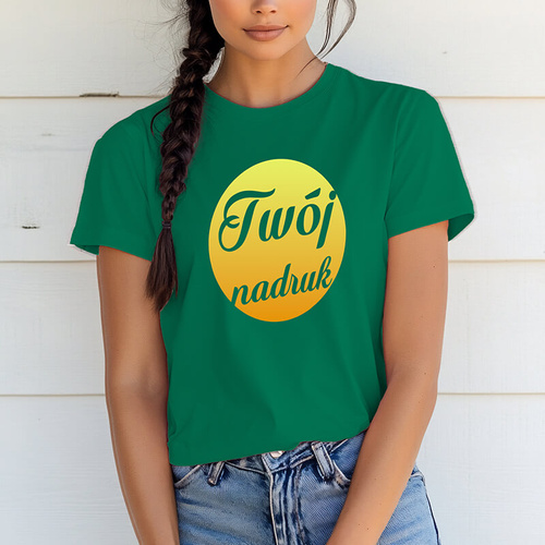 Damska bawełniana koszulka z Twoim nadrukiem - zielona