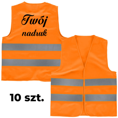 Pomarańczowa kamizelka ostrzegawcza z Twoim nadrukiem - 10 szt.