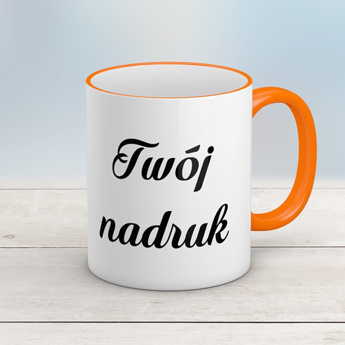 Kubek CLASSIC z pomarańczowym uszkiem z Twoim nadrukiem