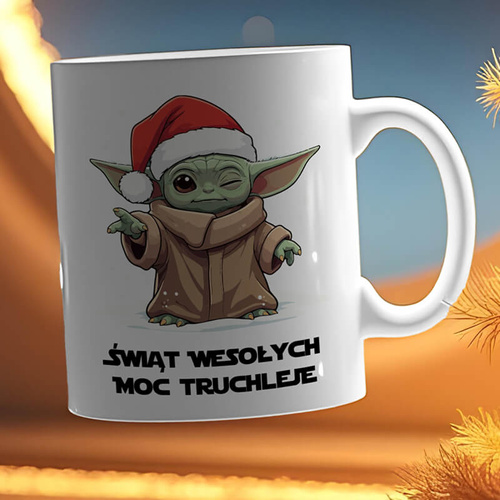 Świąteczny kubek Star Wars - Yoda - Świąt Wesołych - Moc Truchleje