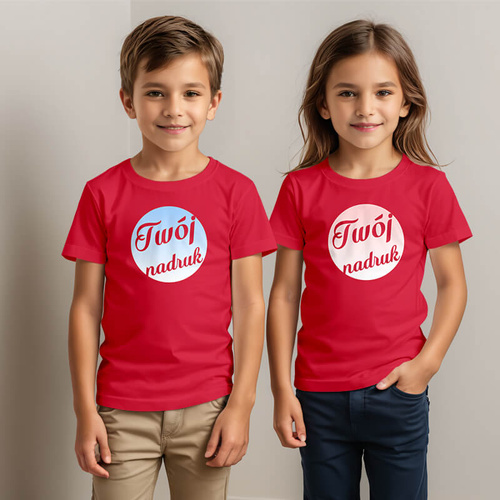 Dziecięca bawełniana koszulka z Twoim nadrukiem - czerwona
