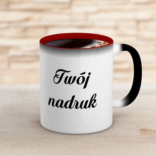 Kubek magiczny CLASSIC z bordowym wnętrzem z Twoim nadrukiem