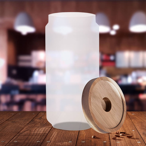 Pojemnik szklany 950 ml z drewnianą przykrywką z Twoim nadrukiem