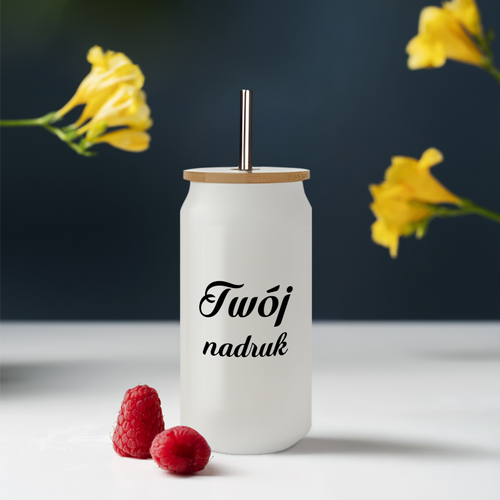 Kubek z przykrywką i słomką 450 ml z Twoim nadrukiem 