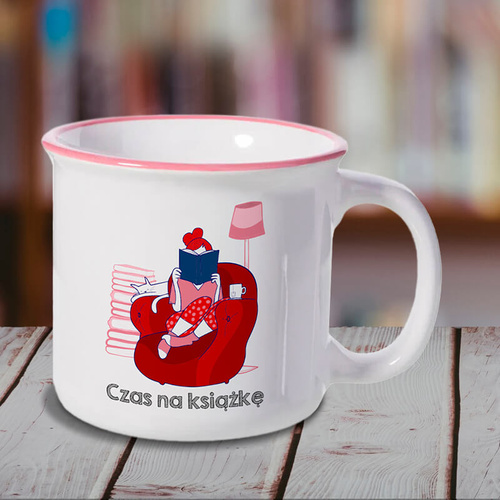 Kubek emaliowany z nadrukiem - Czas na książkę