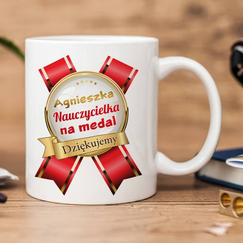Kubek z nadrukiem - Nauczycielka na medal