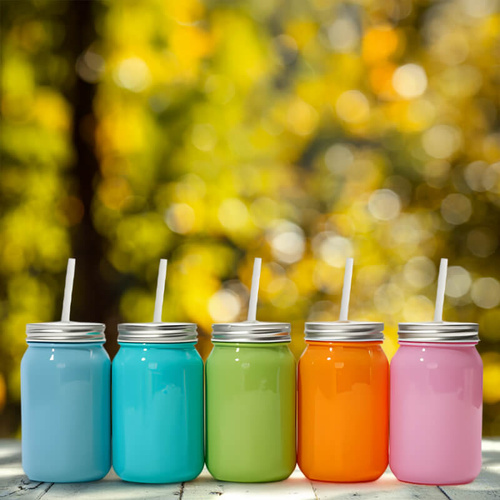 Szklanka Mason Jar z Twoim nadrukiem - żółta