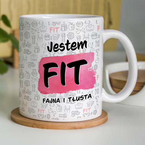 Kubek z napisem - Jestem FIT