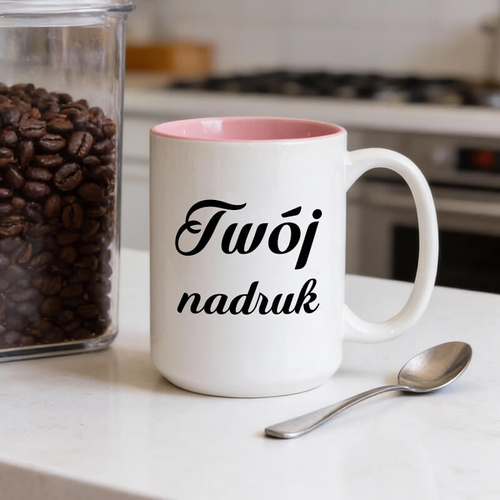 Duży kubek XXL z różowym wnętrzem z Twoim nadrukiem