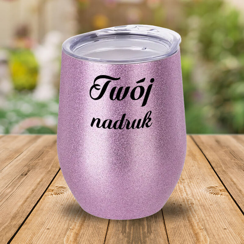 Różowy kubek ze stali nierdzewnej Glitter z Twoim nadrukiem