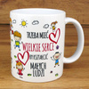 Zestaw prezentowy kubek 330 ml z ozdobnym kartonikiem - Trzeba mieć wielkie serce by kształcić małych ludzi