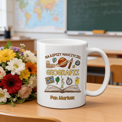 Kubek z imieniem dla nauczycielki / nauczyciela geografii