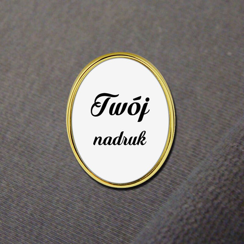 Owalny pins z Twoim nadrukiem - złoty