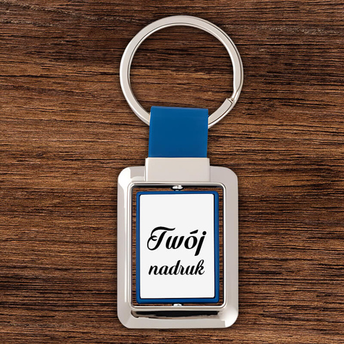 Brelok dwustronny z obrotowym środkiem z nadrukiem - niebieski
